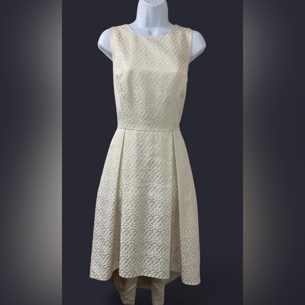 White House Black Market Cream Textured Midi Dress
